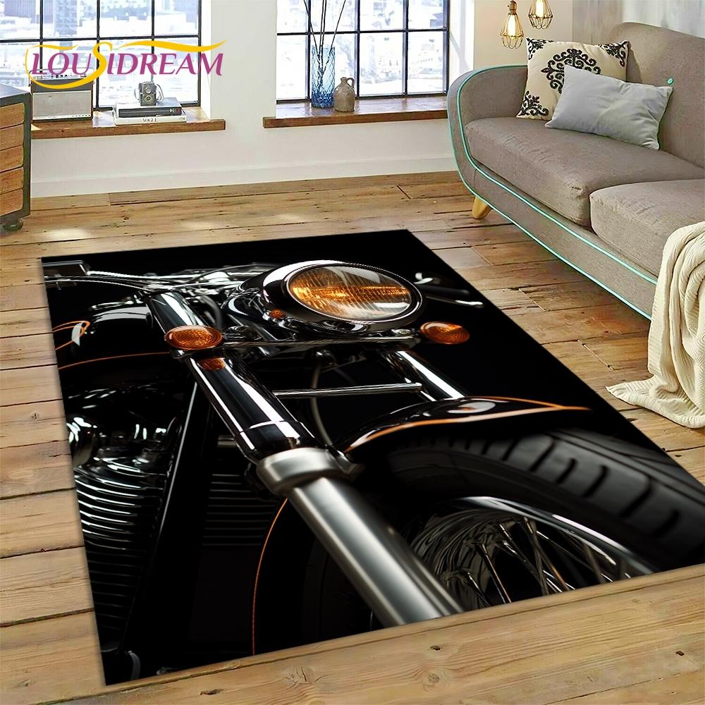 Motocross Modern retro Motorcycle Rug Carpet for Living Room Bedroom Home Decor,Floor Mat Non-slip Decoration for Sofa Doormat