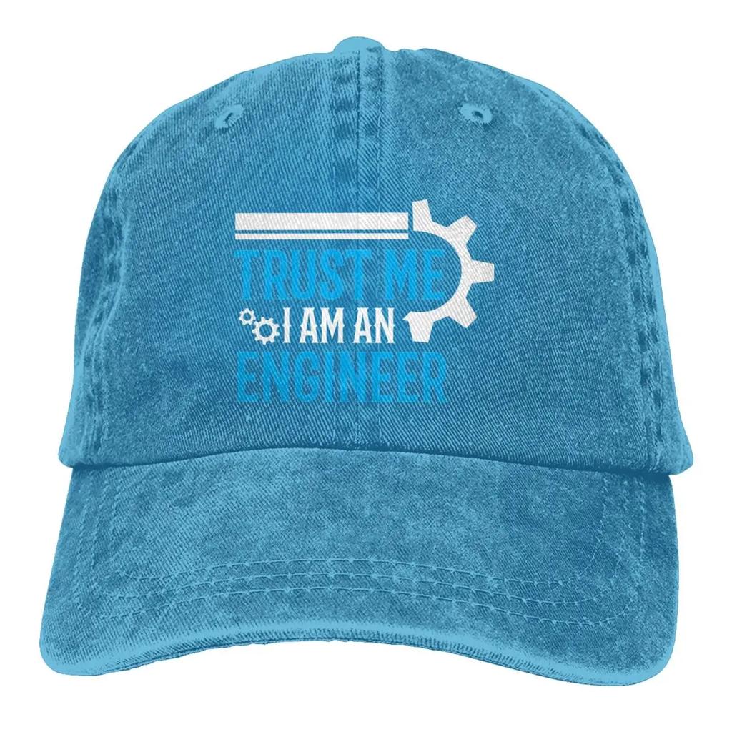 Trust Me I Am Engineer Baseball Cap Blue Logo Streetwear Unisex Men Washed Trucker Hat Breathable Design Running Cap