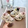 Korean Style Unisex Kids Mesh Sneakers Velcro Non Slip Soft Sole Children Sports Dad Shoes