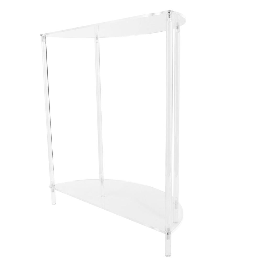Acrylic Side Table Semiellipse 2 Tier Small Nightstand for Living Room Bedroom Bedside Wall