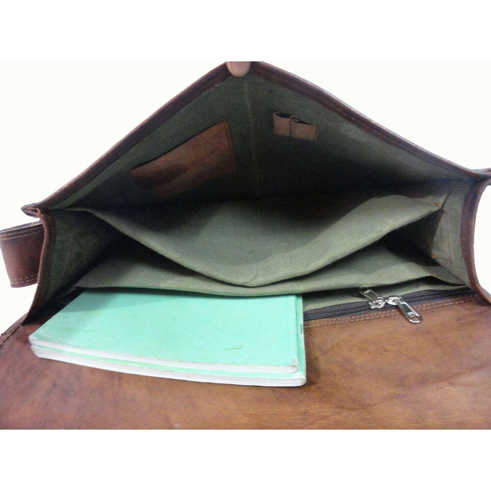 18-дюймовая винтажная кожаная сумка через плечо для офиса и колледжа — фото 5