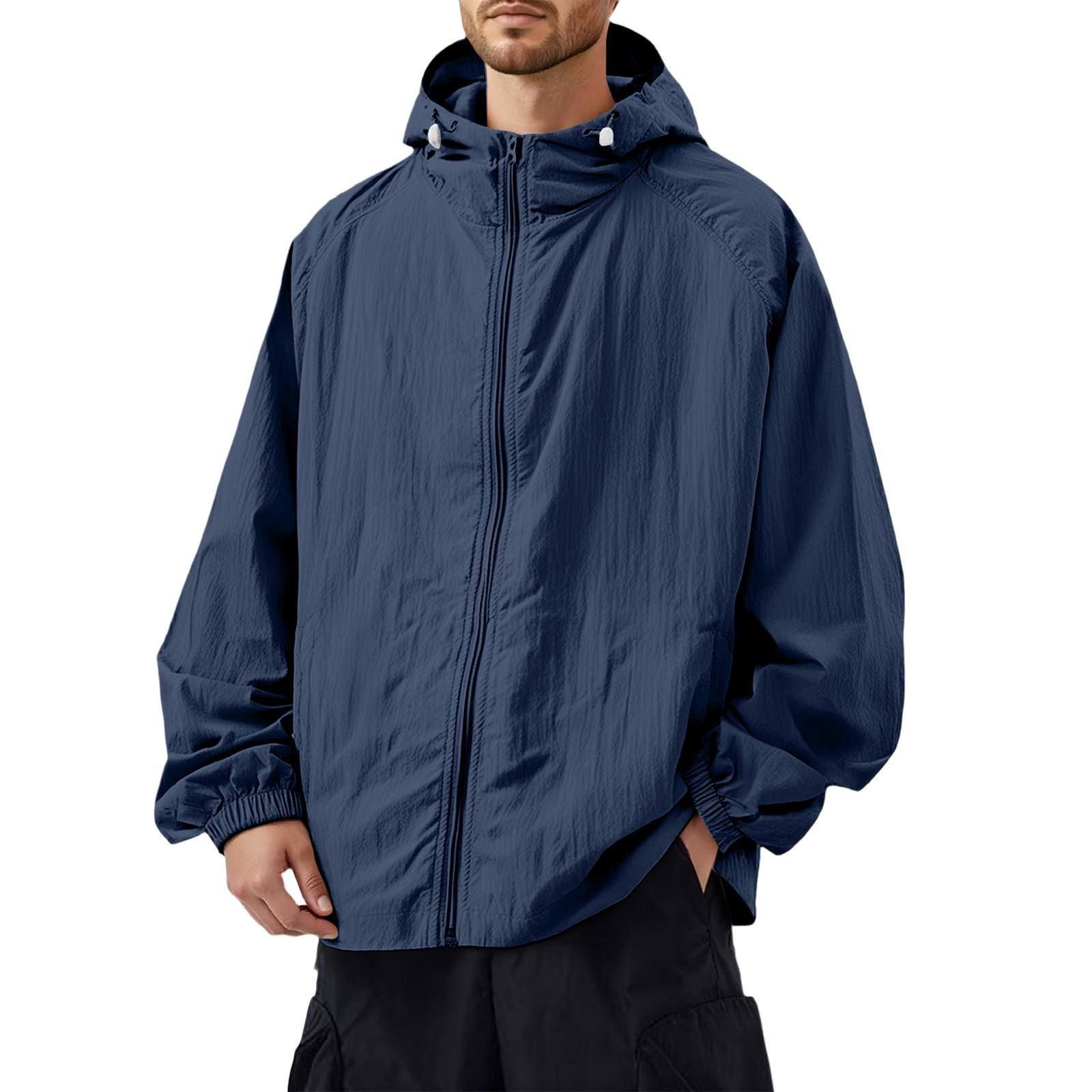 

Мужская повседневная свободная солнцезащитная одежда для улицы, куртка-пуховик XL тёмно-синий