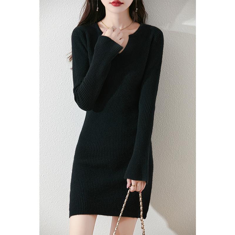 Women's Cashmere Dress Qinghe Cashmere 30% Cashmere 70% Wool Autumn and Winter Cashmere Skirt Soft and Warm