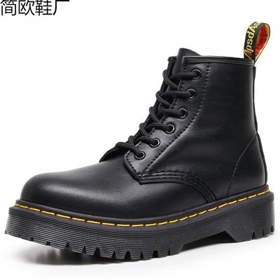Bottes locomotive femme 6 trous plateforme moyenne britannique couple 101 bottines courtes bottes homme et femme sont en cuir vraiment souple rond