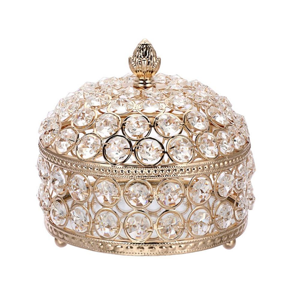 Sparkling Crystal Jewelry Box Glass Mirrored Earring Organizer  Desktop Storage Organizer