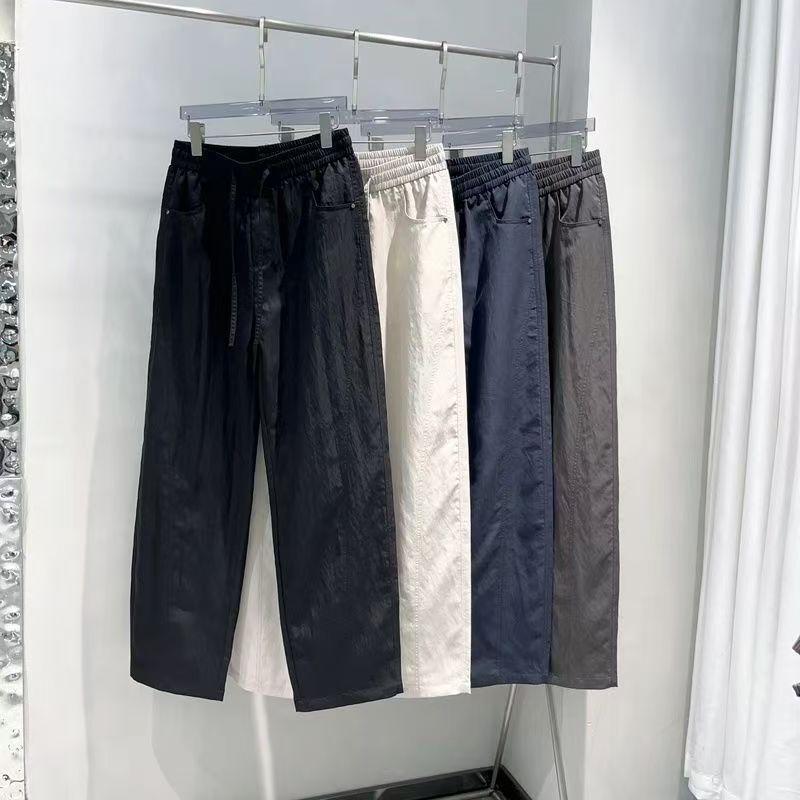 Solid color casual pants men's autumn new trendy brand light and thin straight sweatpants fashion elastic versatile wide-leg pants