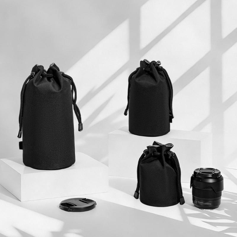 Lightweight Lens Bag Soft Waterproof DSLR Cover Case Storage Bag with Drawstring For Photography Accessories