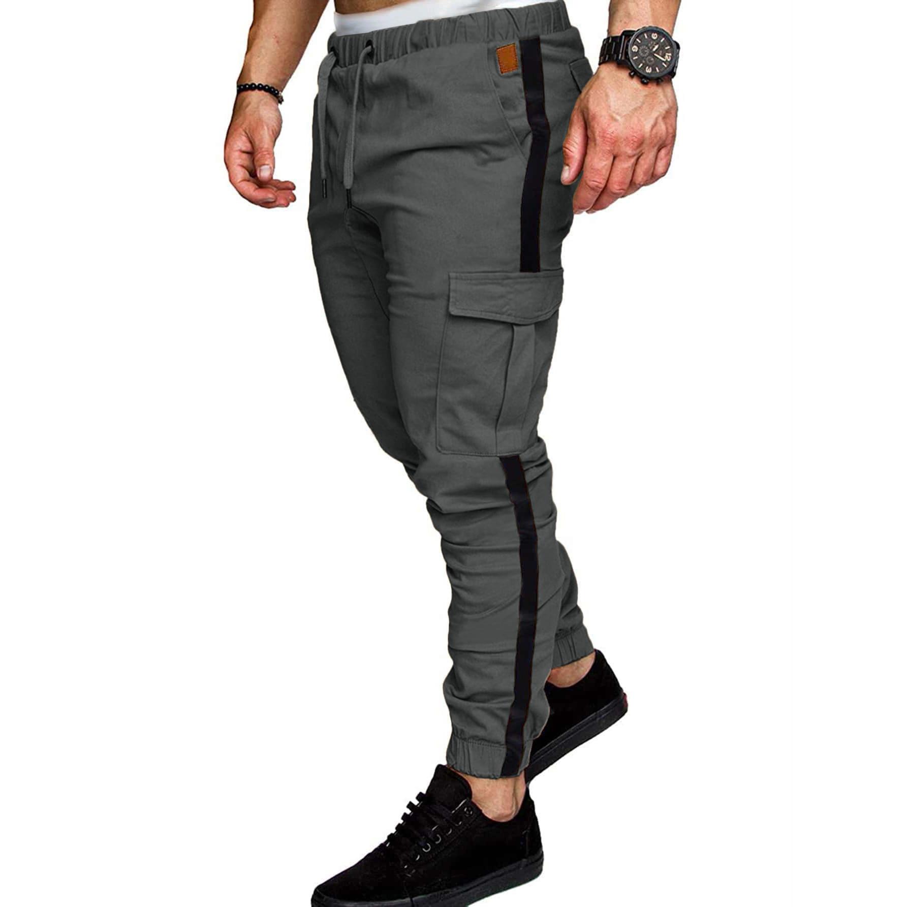 

New workwear pants men s fall splicing solid color casual sports loose straight pants man 2XL серый