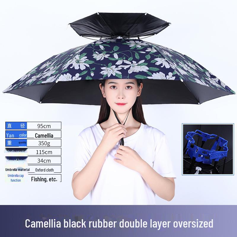Large Folding Fishing Hat Umbrella for Adults & Kids – Unisex Outdoor Headwear with Prints