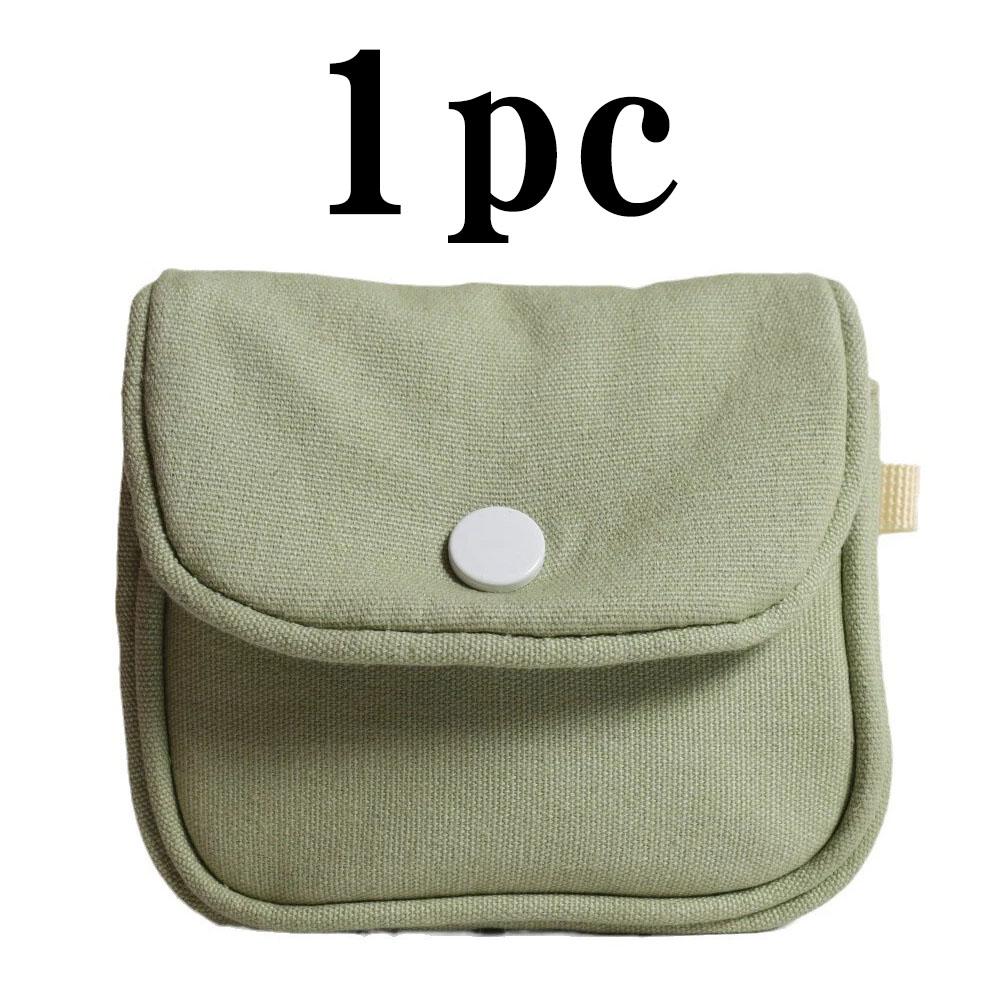 Mini Portable Canvas Coin And Card Holder, Simple Retro Headphone Bag, Simple Solid-Color Wallet And Card Storage Bag, Cute Smal