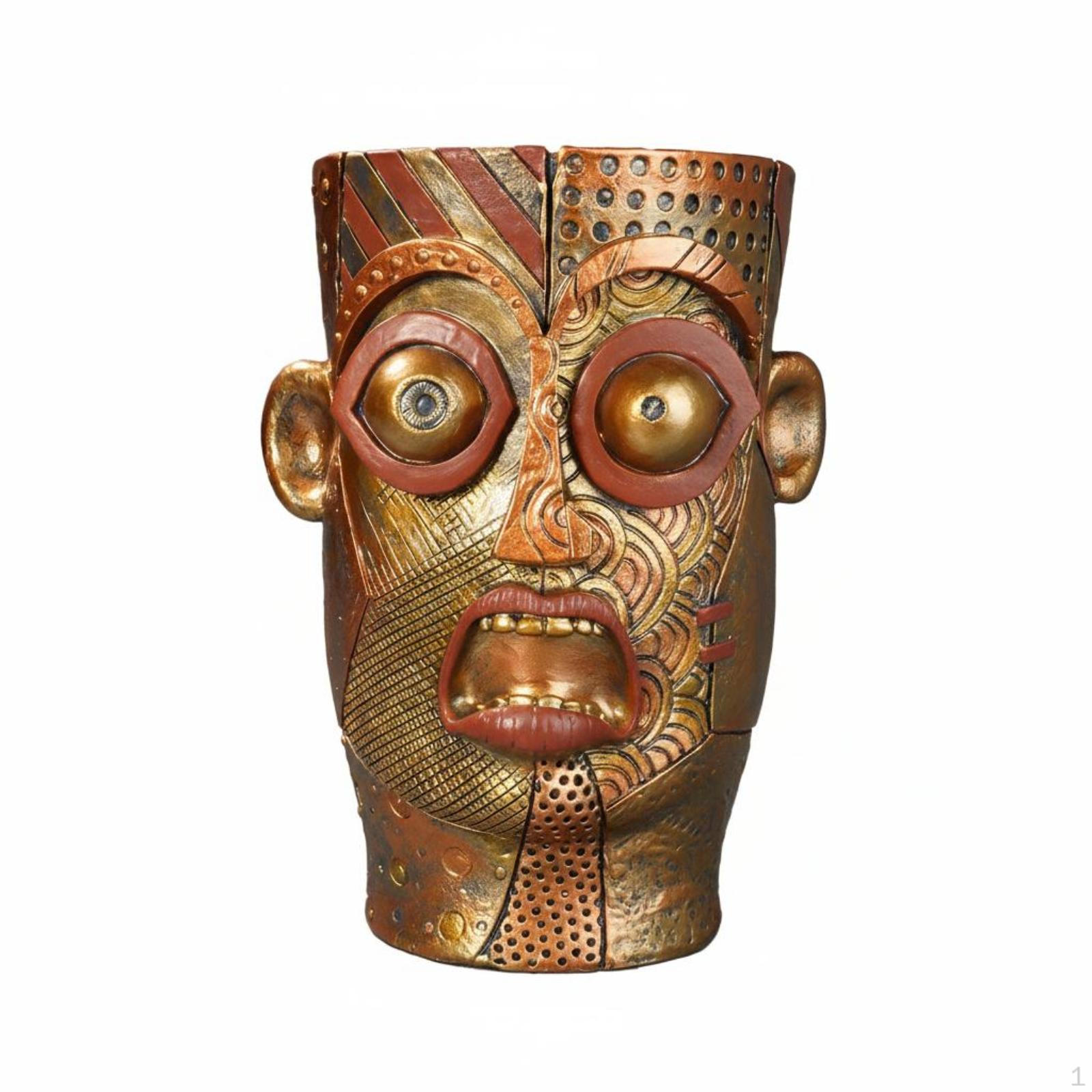 Human Facial Planter Abstract Synthetic Material Dwelling Decoration