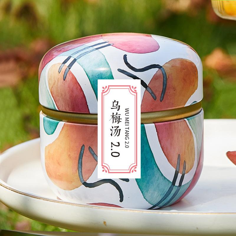 Caixa de chá, recipientes, latas de velas, café, doces, lanches, pequenas latas, mini caixas de armazenamento portáteis, potes lacrados, embalagens, utensílios para chá