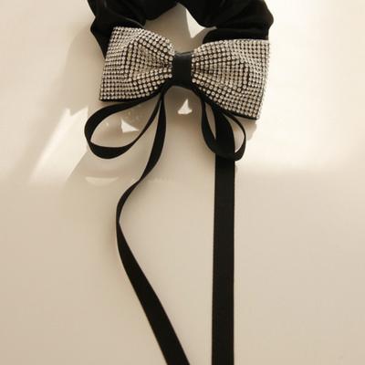 J.Lauren Black Ribbon Cubic Scrunchie H0928