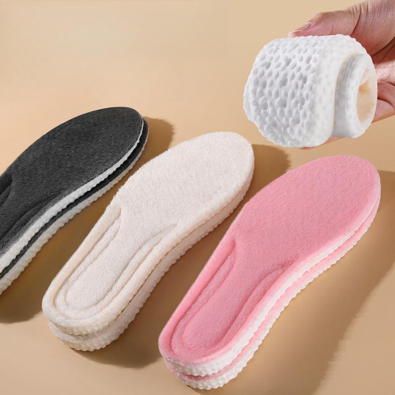 4pair Warm Insoles Piled Thickened High Elastic Shock-absorbing Hair Men's and Women's Sports Stepping Sweat-absorbing  Insoles