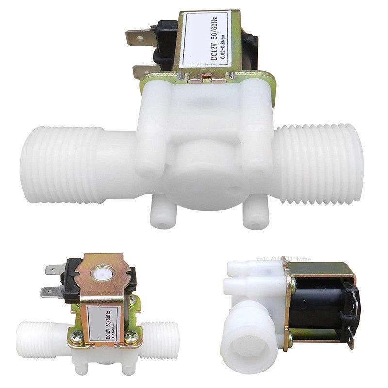 שסתום סולנואיד עם הברגה זכר 1/2 אינץ', 220V AC / 12V DC, שסתום בקרה מגנטי למים, מתג בקר לחץ פנאומטי, מפצל, סגור בדרך כלל