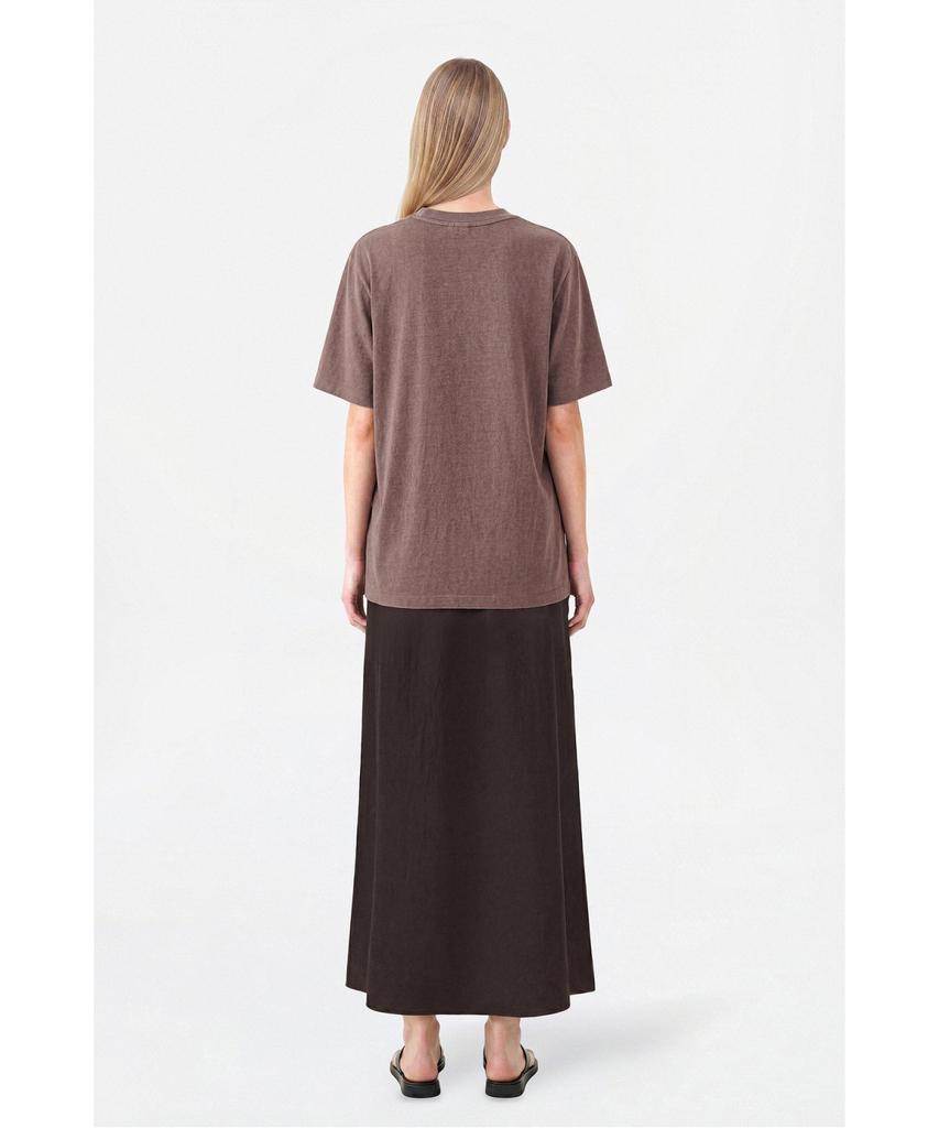 Jaa [Jaah] Elastic Waist Long Skirt Dark Brown