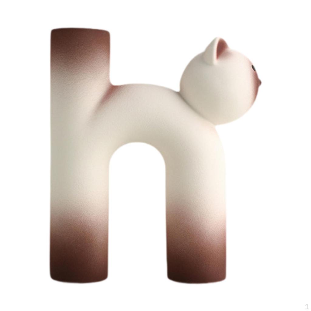 Cat Shaped Ceramic Vase Cute U Tube Birthday Gift Kitty Decorative for Living Room