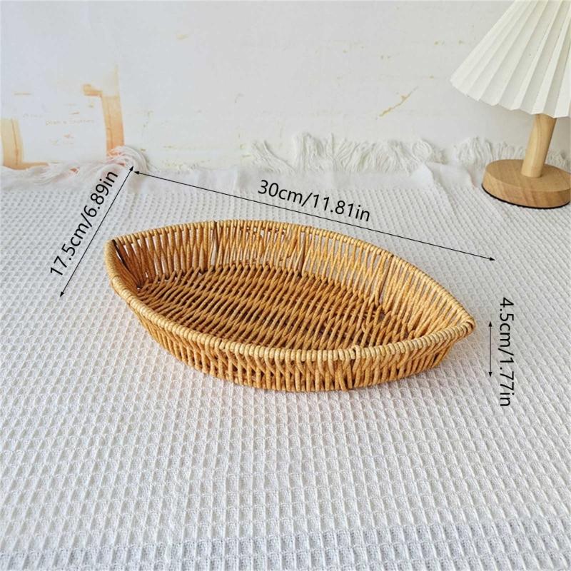 Convenient Fruit Plate Imitation Rattans Leaf Shaped Vegetable Tray Snacks Dish Multipurpose Basket for Everyday Use