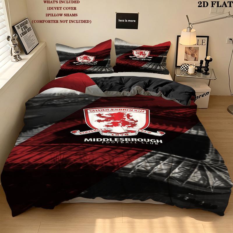 Middlesbrough Bedding Quilt Set Quilt Cover Pillowcase Home Decoration Birthday Gift (1 * duvet cover + 2 * pillowcase, without core)