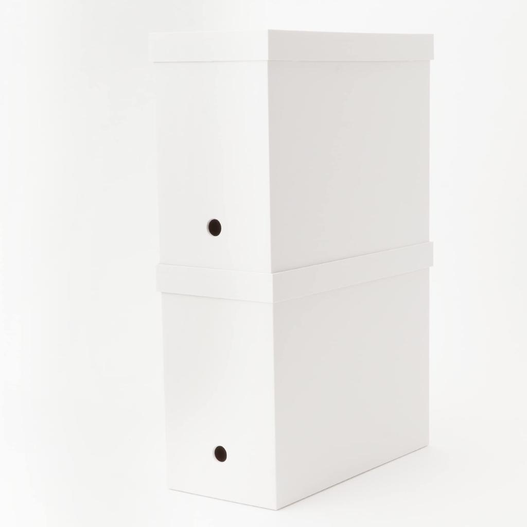 MUJI Recycled Polypropylene File Box Standard Lid with White for 15cm Width Casters, Gray, (NCE51A3A)