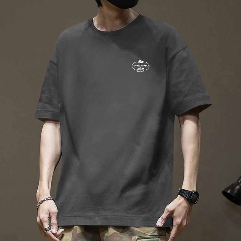 Retro Short Sleeved T-shirt for Men's Summer Fashion Brand Pure Cotton T-shirt with Fashionable Pattern