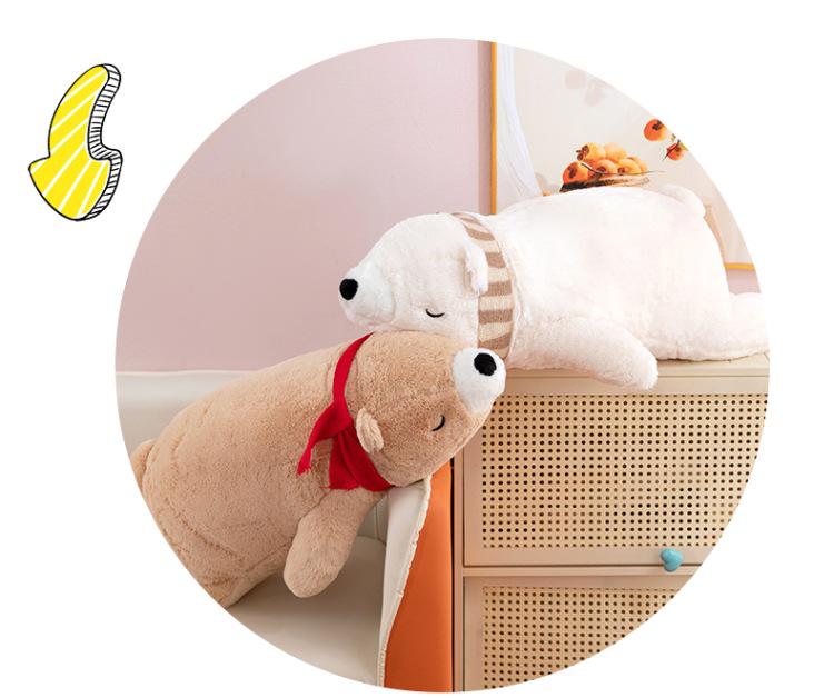 Cross-border Polar Bear Plush Doll Pillow - Cute Cartoon Long Lying Bear Toy