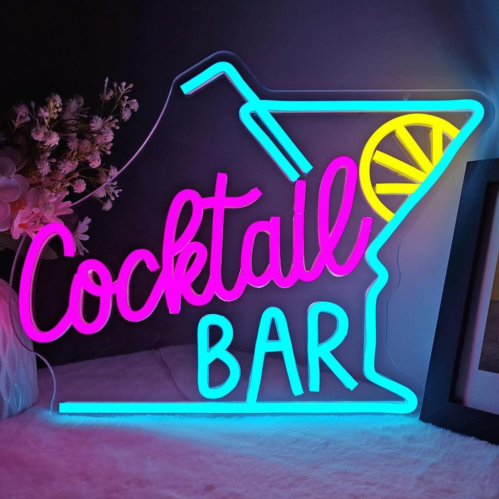 Cocktails Beer Neon Sign - Bright LED Bar Decor,  Commercial Pub & Home Bar, Grand Opening Gift for Bartenders & Brew Lovers