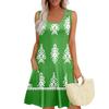 Summer Dresses For Women Beach Boho Sleeveless Printing Flowy Pocket Tshirt Tank Sundresses