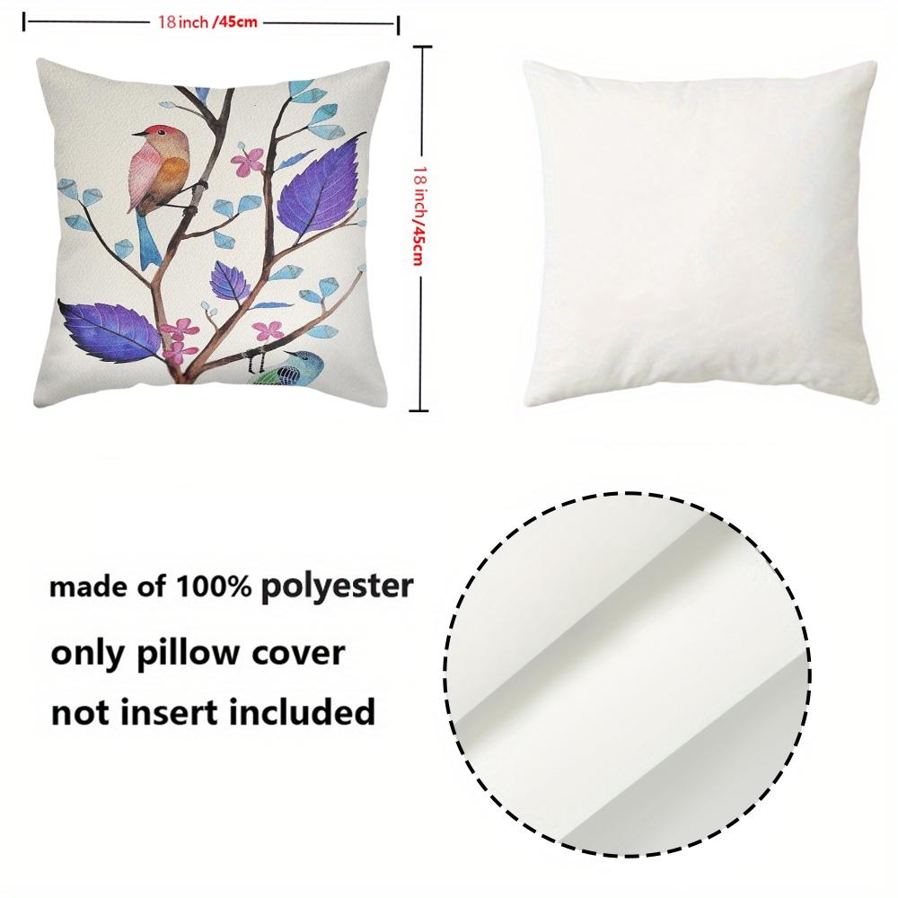 Colorful Bird And Plant Pattern Decorative Cushion Covers Polyester Pillowcase, Sofa Decorative Cushion Cov Headboard Pillow