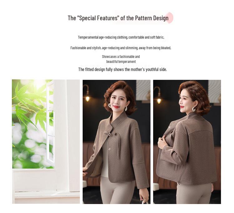 Elegantní oboustranný vlněný kabát pro ženy středního věku - Kolekce jaro a podzim 2025