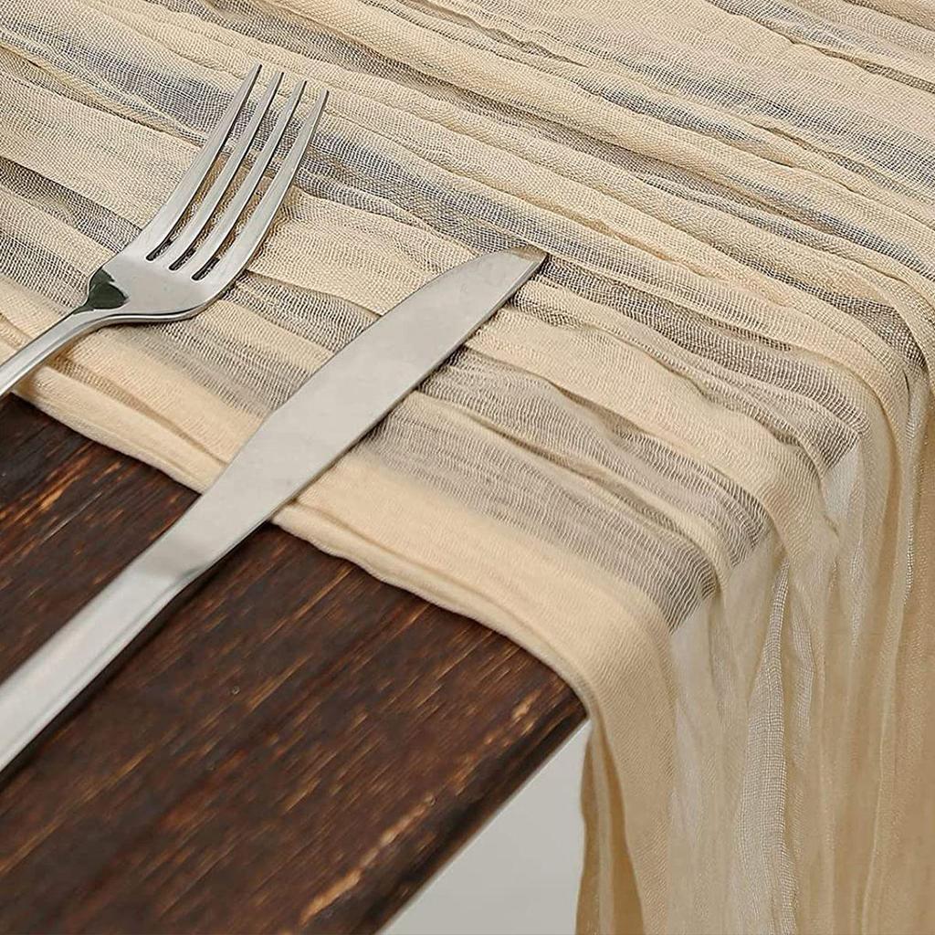 Bohemian Crinkled Cheesecloth Table Runner - Bali Yarn Style for Weddings and Parties
