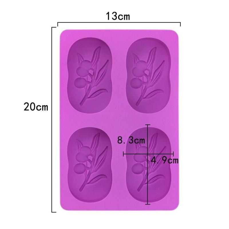 4 Cavities Oval Olive Tree Silicone Soap Mold DIY Soap Making Kits Handmade Cake Candle Mold Gifts Craft Supplies Home Decor Light Grey