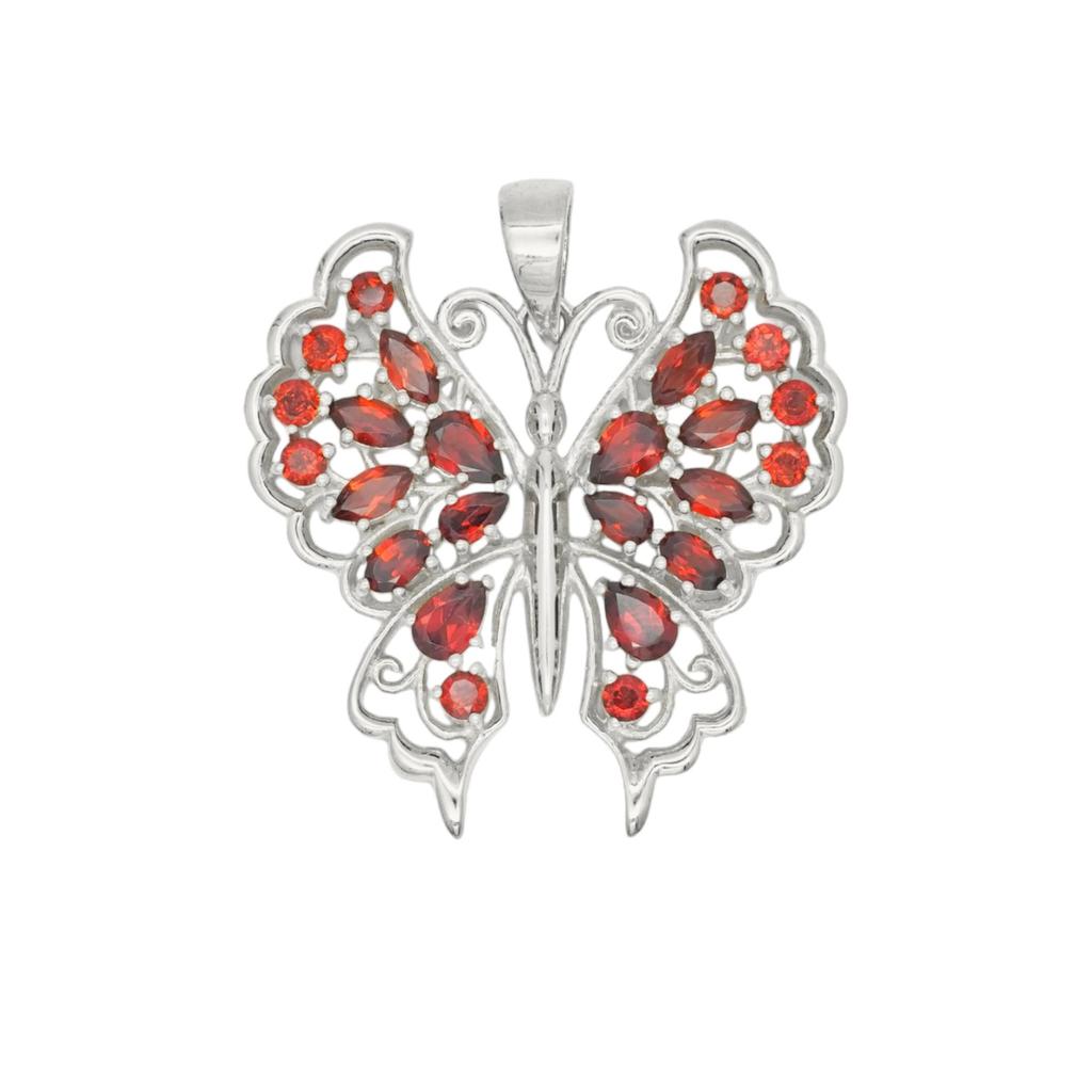 Natural Garnet Butterfly charm Pendant, 925 Silver Jewelry, Red Butterfly, Gift for  her