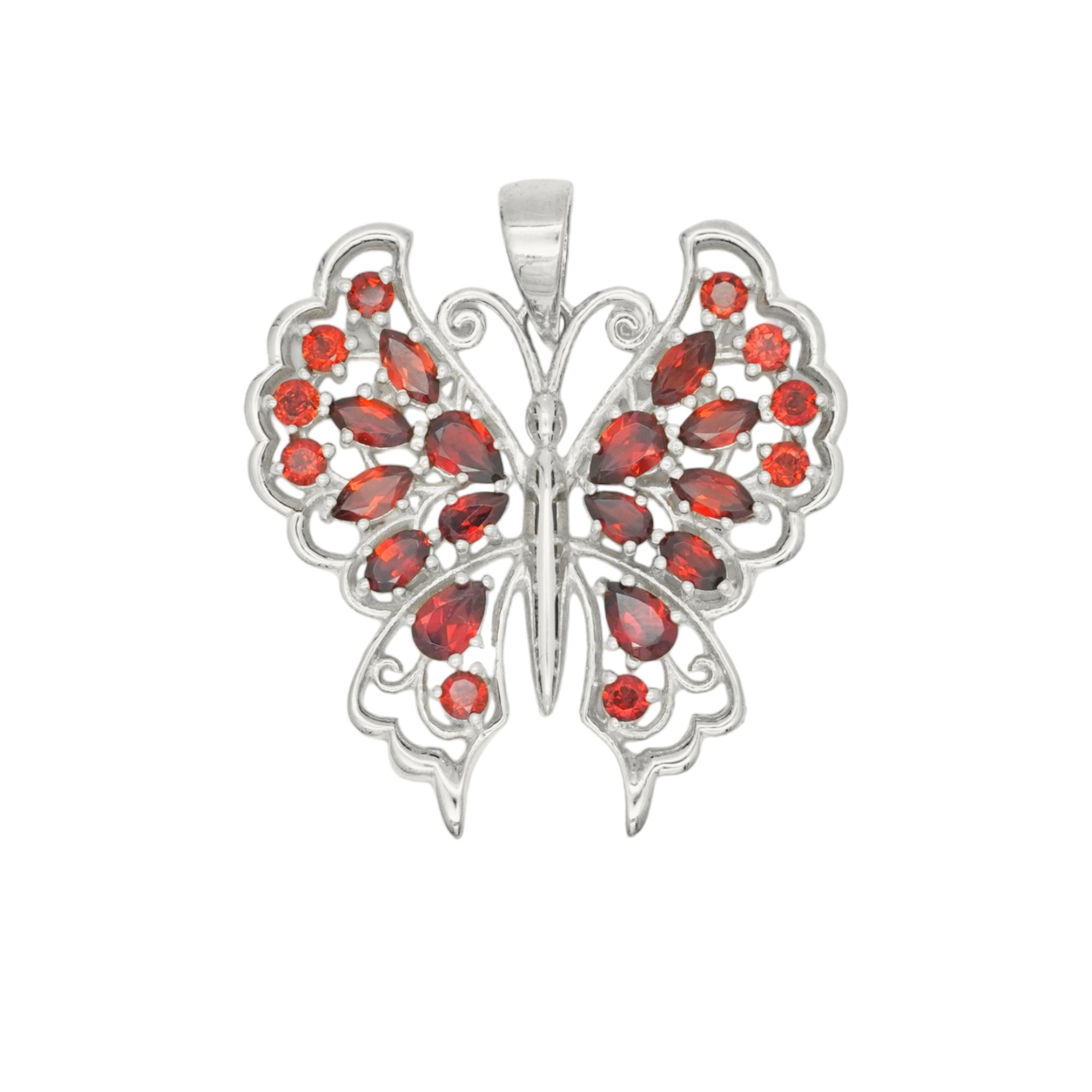 

Natural Garnet Butterfly charm Pendant, 925 Silver Jewelry, Red Butterfly, Gift for her червоний