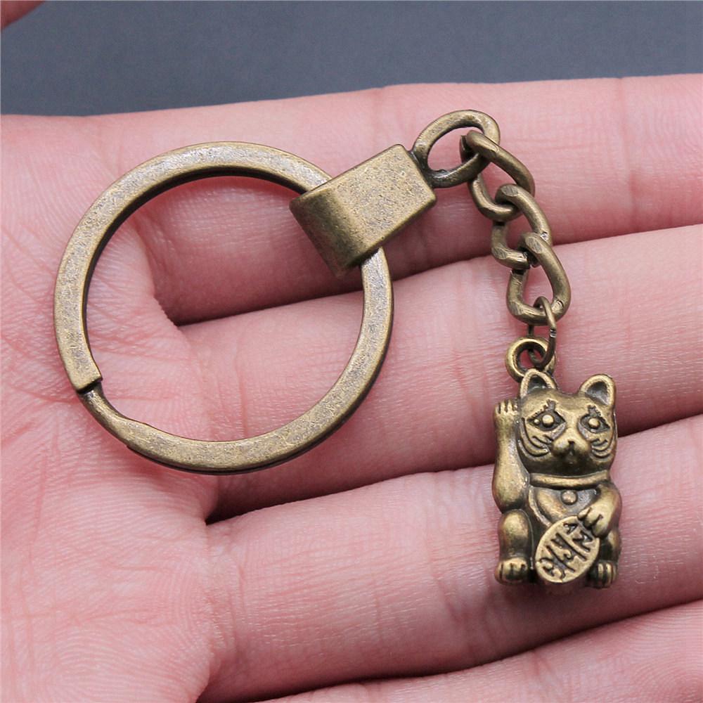 Cat Dog Rabbit Cute Pets Trio Antique Bronze Metal Keychain Best Seller Gift for Animal Lovers