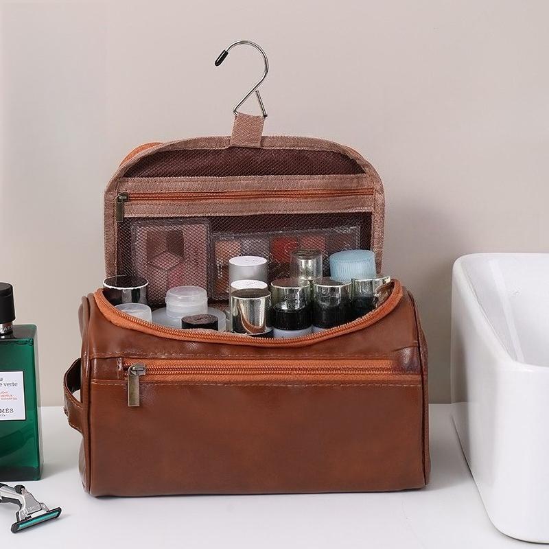 Pu Leather Cosmetic Bag Portable Large Capacity Partition Storage Bag Travel Waterproof Storage Bag Toilet Bag Makeup Bag