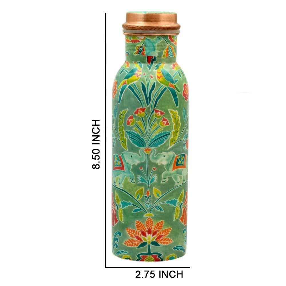 Copper Water Bottle 750 ML With Anti Oxidant Properties | Diwali Gifts for Family and Friends 100% Copper Water Bottle (Green, 750 Ml)