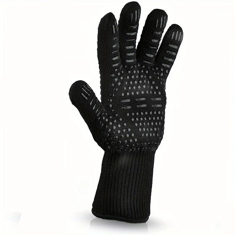 

Перчатки для барбекю из одной части, термостойкие рукавицы для духовки, 500-800 градусов, огнестойкие перчатки для барбекю, теплоизоляция, микроволновая печь