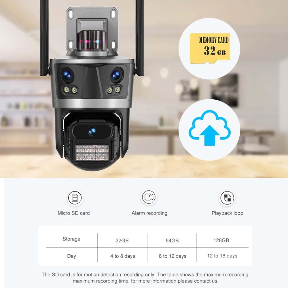 LS VISION ICsee Security PTZ Camera 6K 12MP HD Three Lens 8X Zoom Outdoor WiFi Wireless CCTV Video Surveillance Auto Tracking Home Protection