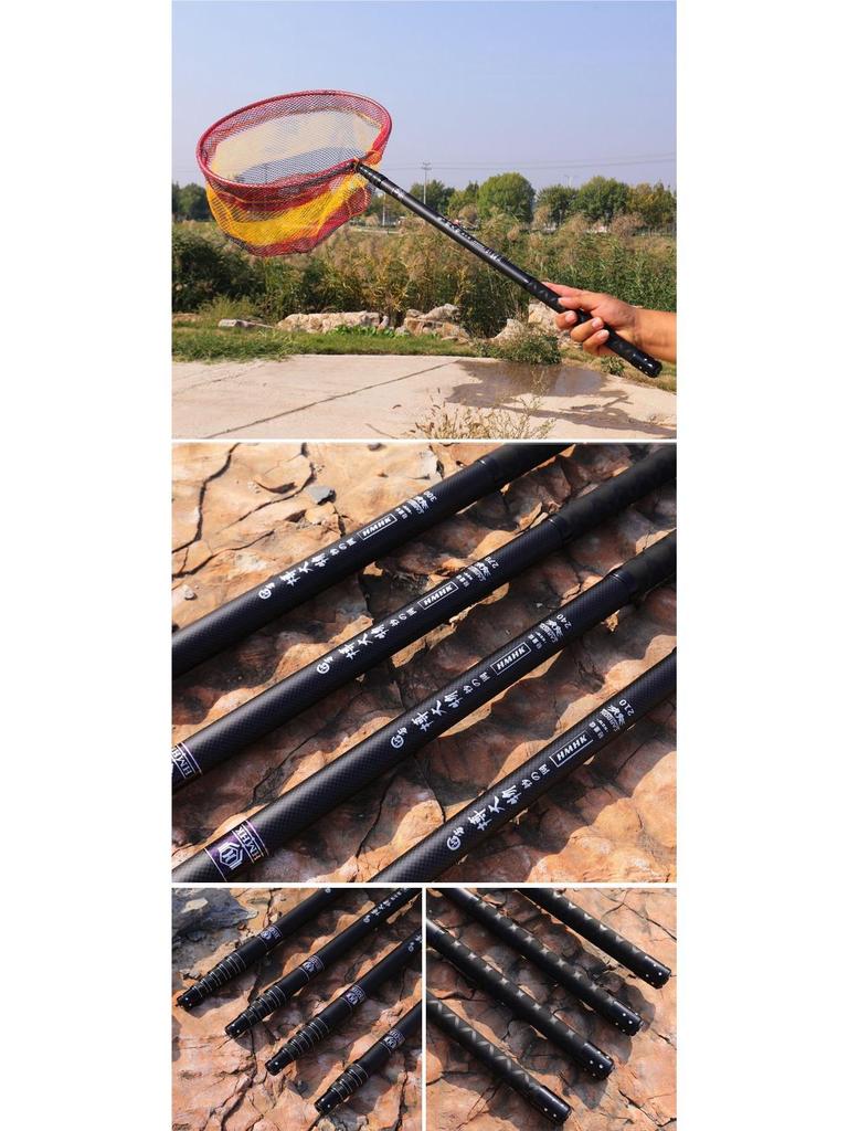 Ultra-Light Ultra-Hard Carbon Telescopic Landing Net Pole, 3m, Thickened Reinforced Short-Section Design