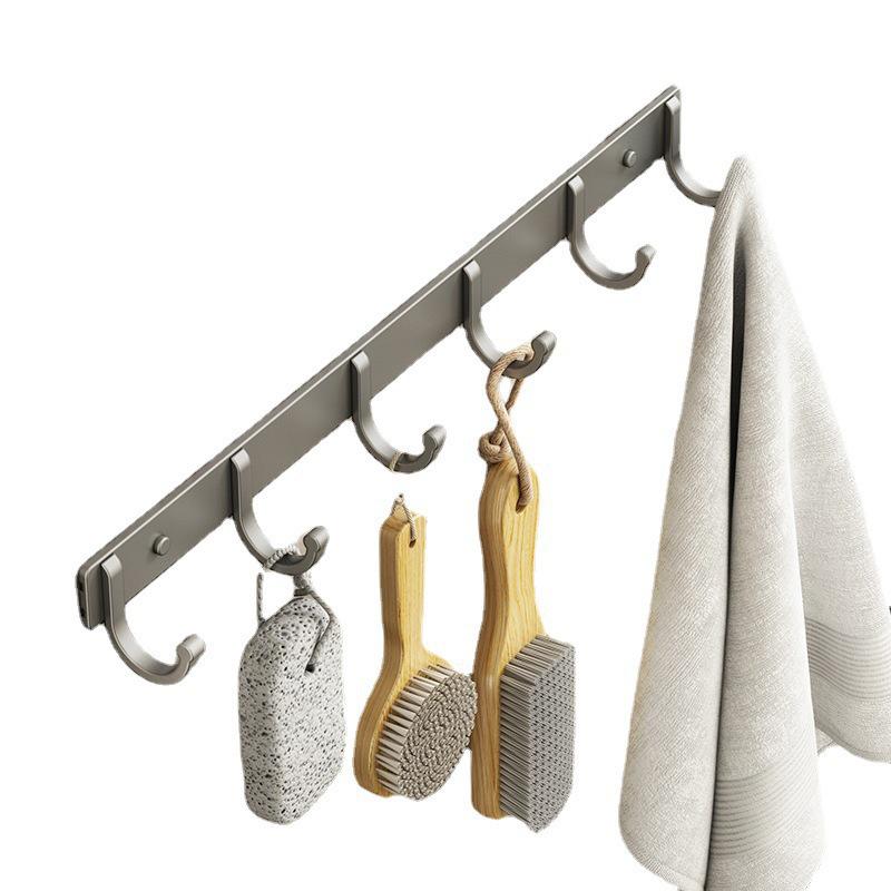 Punch-Free Space Aluminum Wall-Mounted Coat and Hat Hook Hanger for Bathroom