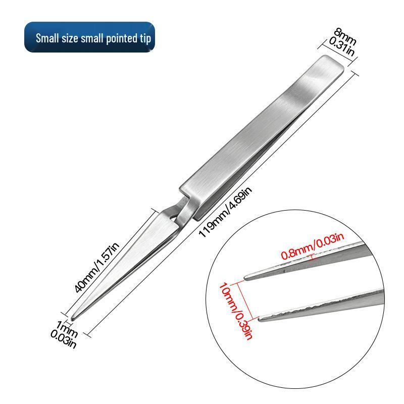 Stainless Steel Precision Tweezers with Flat and Pointed Tips for Grasping in Narrow Spaces