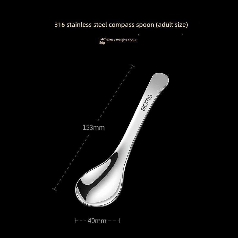

German and Japanese Imported Technology 316L Stainless Steel Spoon Cutlery, Deepened and Thickened Chinese-Style Spoon, Household Soup Spoon, Ladle 316 Chinese Spoon: Large Size with Logo by Default