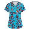 Women's Fashion V-neck Short Sleeve Workwear With Pockets Printed Tops
