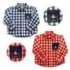 In Stock: Pre-Owned 2025 Autumn Red Plaid Long-Sleeve Birthday Bear Shirt for Boys & Girls