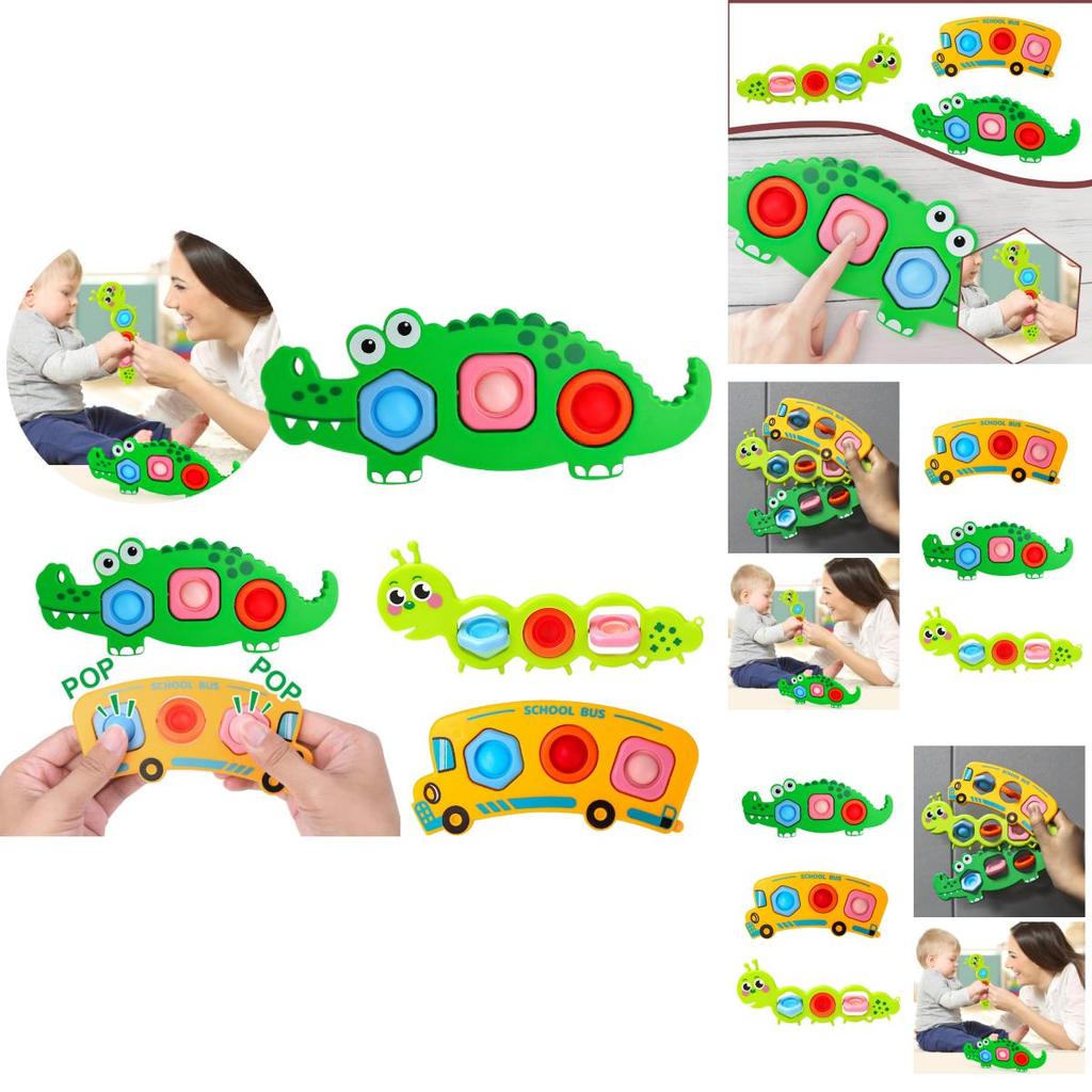 Stress-relieving Bubble Popper Toy Crocodile, Caterpillar, And Bus