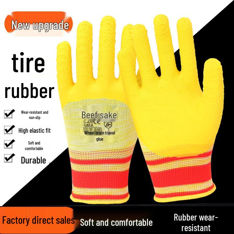 Niudun Big Yellow Bee Anti-Slip Wear-Resistant Rebar Handling Gloves, Breathable and Suitable for Construction Sites. Niudun Hornet Half-Finger Gloves