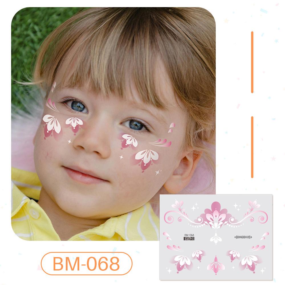 Ruikalong June 1st Kids' Waterproof Face & Forehead Cartoon Tattoo Stickers for Face Painting