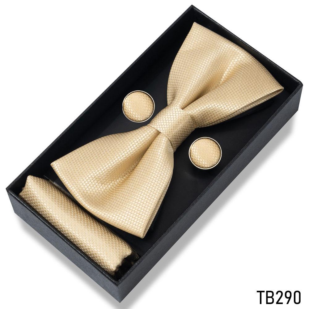 Classic Bowtie Bow Ties for Mens Butterfly Bowknot Pocket Square Cufflinks Suit Set Bussiness Accessories