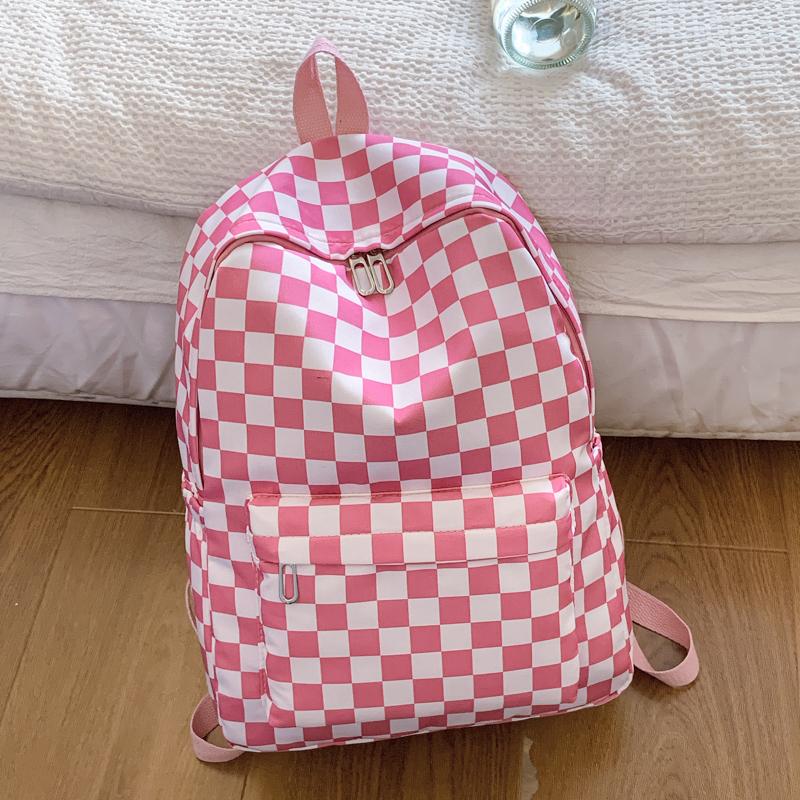 Schachbrett-Laptop-Rucksack für Damen - Modischer Print-Umhängetaschen-Set, Mehrere Taschen, Verstellbare Träger, Campus-Pendler-Essentials